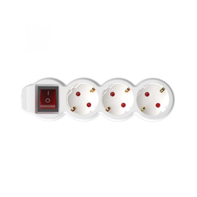 Prelungitor 3 prize, intrerupator, 3x1.5mm2, 1.5 m, alb - NV 3K/WH/1,5